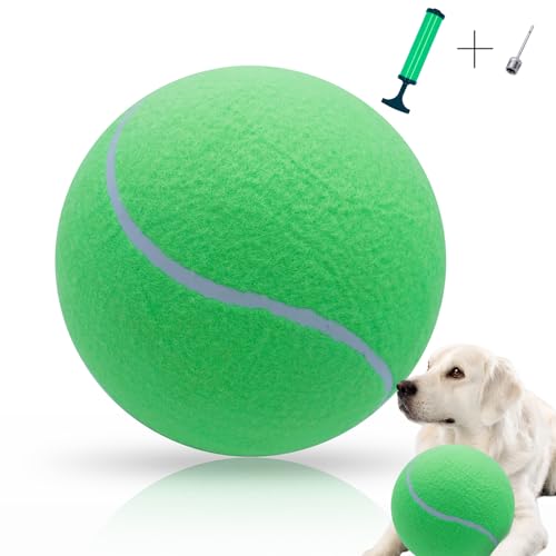 Banfeng Großer Tennisball für Hunde, riesiger Hunde-Tennisball, Spielzeug, groß, lustig, Outdoor-Sport, Hundeball, Geschenk (24,1 cm, grüner Ball + Pumpe) von Banfeng