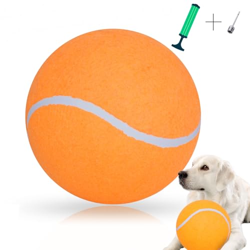 Banfeng Großer Tennisball für Hunde, riesiger Hunde-Tennisball, Spielzeug, groß, lustig, Outdoor-Sport, Hundeball, Geschenk (24,1 cm, orangefarbener Ball + Pumpe) von Banfeng
