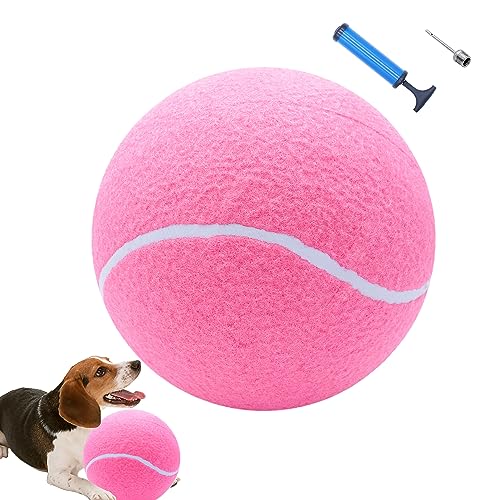 Banfeng Großer Tennisball für Hunde, riesiger Hunde-Tennisball, Spielzeug, groß, lustig, Outdoor-Sport, Hundeball, Geschenk (24,1 cm, rosa Ball + Pumpe) von Banfeng