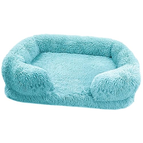 BangDon Rechteckiges Hundebett mit weichem, gemütlichem Plüsch, atmungsaktiv, Katzensofa, Hundebett für kleine, mittelgroße und große Haustiermatte, Größe S (40 x 30 x 12 cm), Blaugrün von BangDon