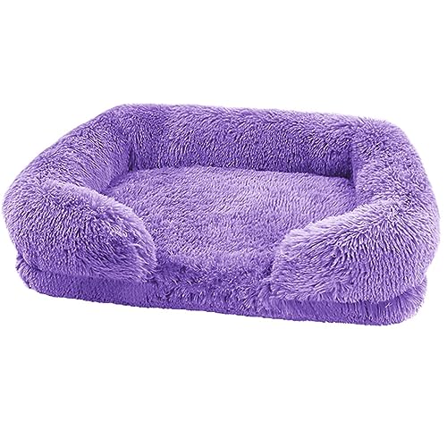 BangDon Rechteckiges Hundebett mit weichem, gemütlichem Plüsch, atmungsaktiv, Katzensofa, Hundebett für kleine, mittelgroße und große Haustiermatte (2XL (120 x 80 x 20), Violett von BangDon