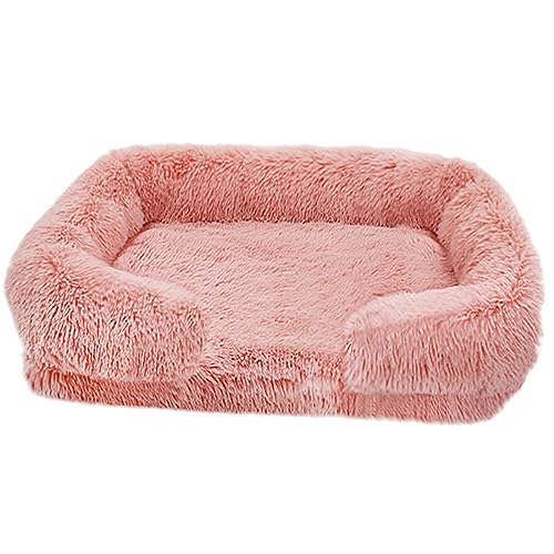 BangDon Rechteckiges Hundebett mit weichem, gemütlichem Plüsch, atmungsaktiv, Katzensofa, Hundebett für kleine, mittelgroße und große Haustiermatte (S(40 x 30 x 12 cm), schmutziges Rosa von BangDon