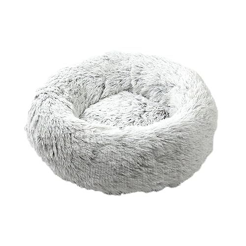 Beruhigendes Donut-Hüttenbett, Plüsch, warm, abnehmbar, maschinenwaschbar, rutschfest, Anti-Angst, verschiedene Größen, Welpenbett für Katzen und Hunde (120 cm, Hellgrau) von BangDon