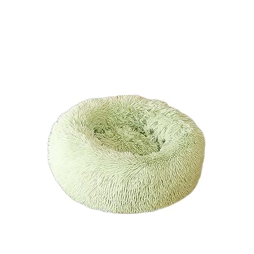 Beruhigendes Hundebett Katzenbett Donut Weiches Haustierbett Flauschiges rundes Hundebett Warm mit langem Plüsch waschbar rutschfeste Welpenmatte für Hund Kätzchen (50 cm, Hellgrün) von BangDon