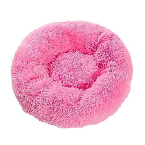 Donut-Haustierbett aus Plüsch, flauschig, bequem, für mittelgroße und kleine Hunde, Katzen, gemütlich, Anti-Angst, waschbar, mit rutschfester Unterseite, 80 cm, Rosa von BangDon