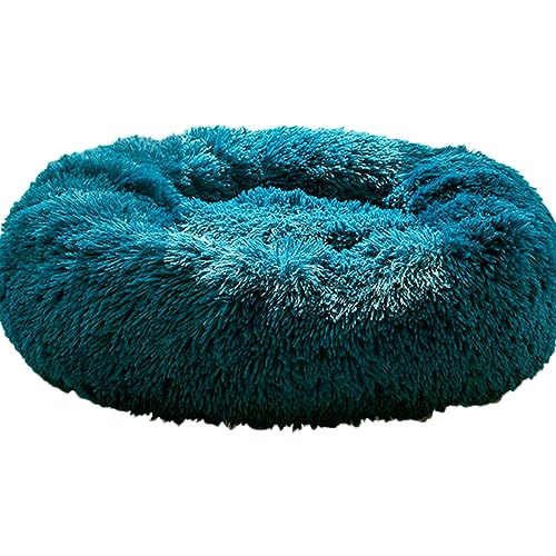 Donut-Hundebett, groß, waschbar, rund, beruhigend, flauschig, weich, Plüsch, Haustier-Kuscheltier für mittelgroße und kleine Hunde, Katzen, Angstlinderung, Zwinger (40 cm, blau) von BangDon