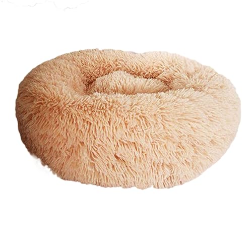 Donut-Hundebett, groß, waschbar, rund, beruhigend, flauschig, weich, Plüsch, Haustier-Kuscheltier für mittelgroße und kleine Hunde, Katzen, Angstlinderung, Zwinger (40 cm, gelb) von BangDon