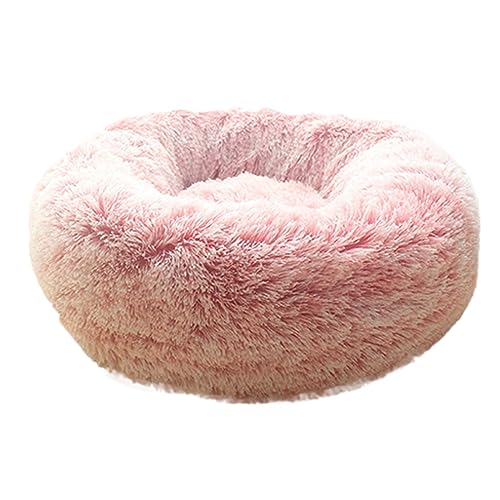 Donut-Hundebett, groß, waschbar, rund, beruhigend, flauschig, weich, Plüsch, Haustier-Kuscheltier für mittelgroße und kleine Hunde und Katzen, Angstlinderung, Zwinger (40 cm, Hellrosa) von BangDon