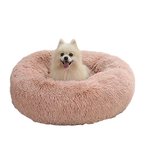 Donut beruhigendes Haustierbett, lang, Plüsch, warm, weich, waschbar, rutschfest, Anti-Angst, Hundekissen für kleine, mittelgroße und große Katzen, Hunde (80 cm, Rosa) von BangDon