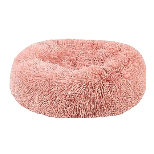 Haustierbett, Donut-Welpenbett, rutschfest, waschbar, Plüsch, kuschelig, wärmend, rund, Kunstfell, Haustierbett für kleine/mittel/große Katzen, Hunde (40 cm, Rosa) von BangDon