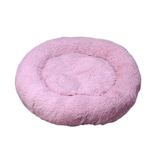 Haustierbett, rund, Plüsch, Donut-Welpenbett, Hundekissen, maschinenwaschbar, rutschfest, abnehmbar, Kätzchenbett, Anti-Angst, Hundebett für Katzen und Hunde (40 cm, Dunkelrosa) von BangDon