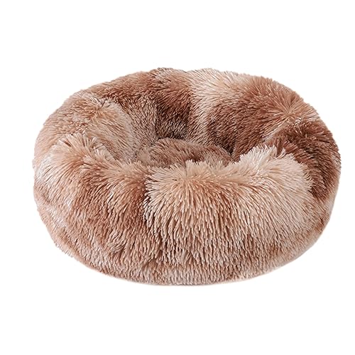 Hundebett, rund, Plüsch, Donut-Form, waschbar, abnehmbar, weich, flauschig, für Hunde und Katzen, bequemes Haustierbett (100 cm, kaffee2) von BangDon