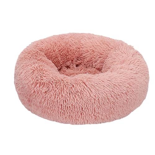 Hundebett, rund, Plüsch, Donut-Form, waschbar, abnehmbar, weich, flauschig, für Hunde und Katzen, bequemes Haustierbett (100 cm, schmutziges Rosa) von BangDon