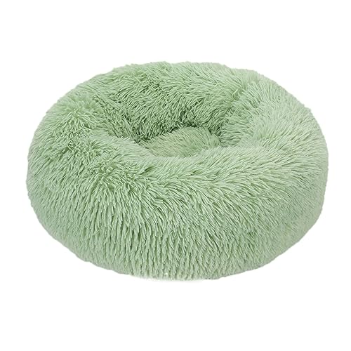 Hundebett, rund, Plüsch, Donut-Form, waschbar, abnehmbar, weich, flauschig, für Hunde und Katzen, bequemes Haustierbett (40 cm, Grün) von BangDon