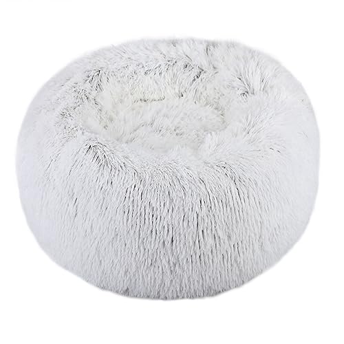 Hundebett, rund, Plüsch, Donut-Form, waschbar, abnehmbar, weich, flauschig, für Hunde und Katzen, bequemes Haustierbett (40 cm, Kaffeebraun 1) von BangDon