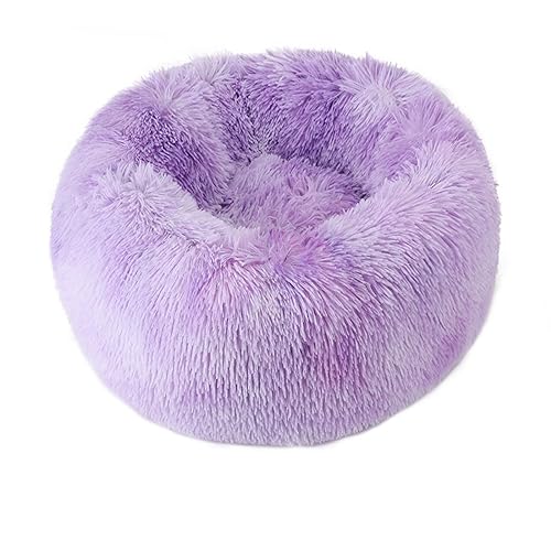 Hundebett, rund, Plüsch, Donut-Form, waschbar, abnehmbar, weich, flauschig, für Hunde und Katzen, bequemes Haustierbett (40 cm, Violett-2) von BangDon