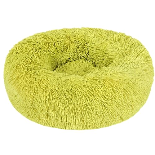 Hundebett, rund, Plüsch, Donut-Form, waschbar, abnehmbar, weich, flauschig, für Hunde und Katzen, bequemes Haustierbett (70 cm, Hellgrün) von BangDon