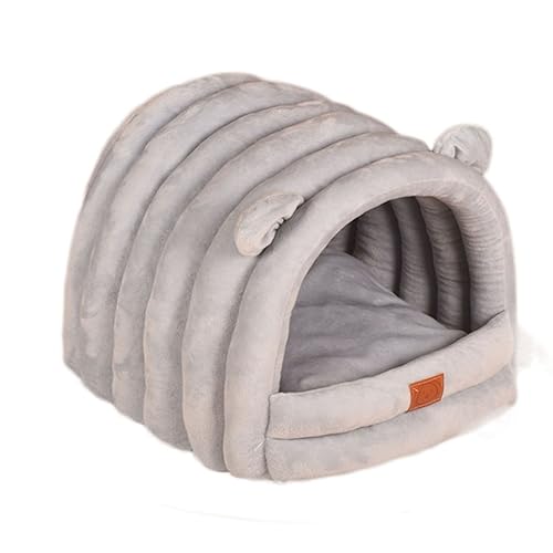 Katzenhöhle, halbgeschlossenes Bett, beruhigend, für den Innenbereich, bequem, Ganzjahres-Katzenzelt, mit rutschfester Unterseite für Katzen, kleine Hunde, L (45 x 40 x 35 cm), Graublau von BangDon