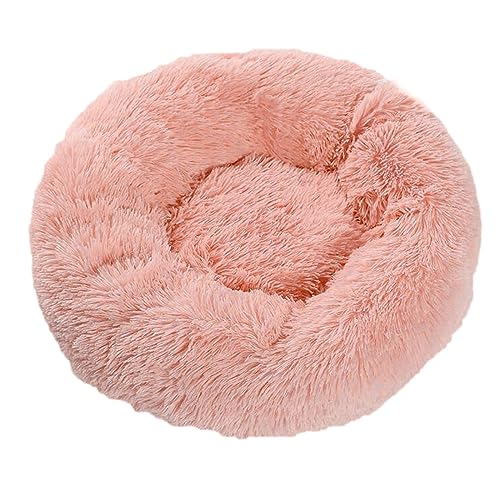 Plüsch-Donut-Haustierbett, flauschig, bequem, für mittelgroße und kleine Hunde, Katzen, gemütlich, Anti-Angst, waschbar, Betten mit rutschfester Unterseite (50 cm, schmutziges Rosa) von BangDon