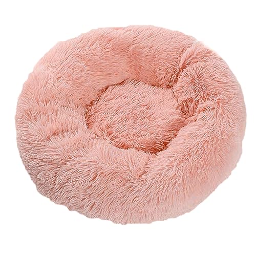 Plüsch-Donut-Haustierbett, flauschig, bequem, für mittelgroße und kleine Hunde, Katzen, gemütlich, Anti-Angst, waschbar, Betten mit rutschfester Unterseite (50 cm, schmutziges Rosa) von BangDon