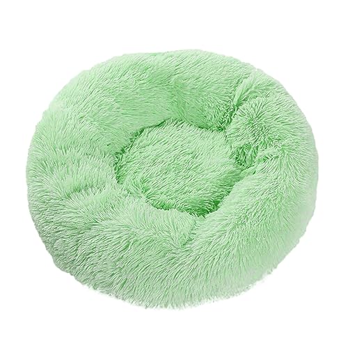 Plüsch-Donut-Haustierbett, flauschig, bequem, für mittelgroße und kleine Hunde, Katzen, gemütlich, Anti-Angst, waschbar, mit rutschfester Unterseite, 40 cm, Grün von BangDon