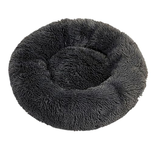 Plüsch-Katzenkissen in Donut-Form, rund, mit rutschfester Unterseite, für Kätzchen, weiches, bequemes Hundebett für kleine, mittelgroße und große Hunde, 100 cm, Dunkelgrau von BangDon