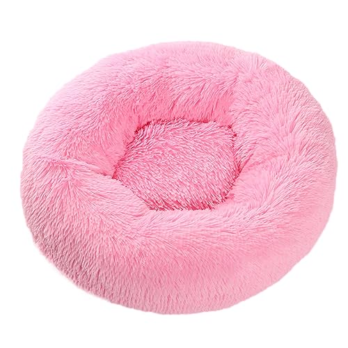 Plüsch-Katzenkissen in Donut-Form, rund, mit rutschfester Unterseite, für Kätzchen, weiches, bequemes Hundebett für kleine, mittelgroße und große Hunde, 100 cm, Rosa von BangDon