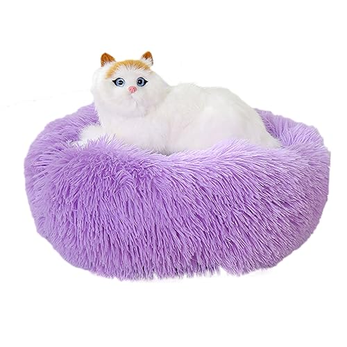 Plüsch-Katzenkissen in Donut-Form, rund, mit rutschfester Unterseite, für Kätzchen, weiches, bequemes Hundebett für kleine, mittelgroße und große Hunde, 110 cm, Violett Plüsch-Katzenkissen in Donut-Form, rund, mit rutschfester Unterseite, für Kätzchen, weiches, bequemes Hundebett für kleine, mittelgroße und große Hunde, 110 cm, Violett von BangDon