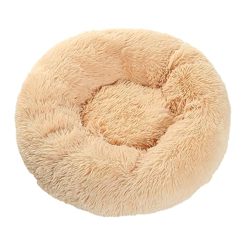 Plüsch-Katzenkissen in Donut-Form, rund, mit rutschfester Unterseite, weich, bequem, für kleine, mittelgroße und große Hunde, 110 cm, Beige von BangDon