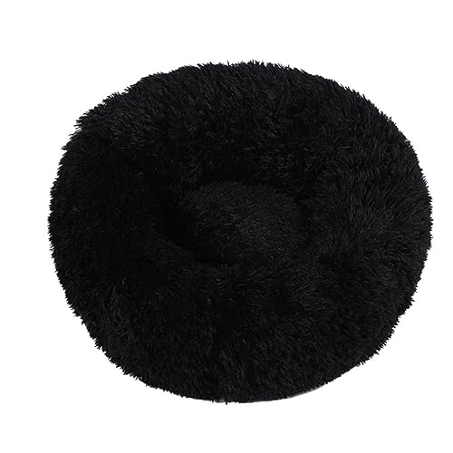 Plüsch-Katzenkissen in Donut-Form, rund, mit rutschfester Unterseite, weich, bequem, für kleine, mittelgroße und große Hunde, 60 cm, Schwarz von BangDon