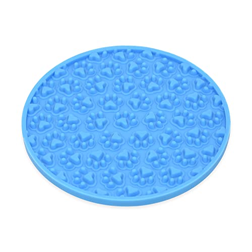 Bangp Hund Lecken Pad, Schleppend Füttern Matte Bad Ausbildung Ablenkung Matte, Behandeln Matte zum Haustier, Pflege Pad Mit Super Stark Saugen(Blue-Pfote) von Bangp