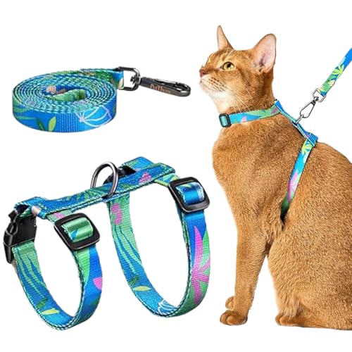 Banziaju Katzenleine Katzenkabelbaum und Leinenkatzen entkommen vorweisbarer Katzenkabelbaum, leichtes bequemes Nylonkätzchenkabel für im Freien für kleine mittelgroße große Katzen Grün grün von Banziaju