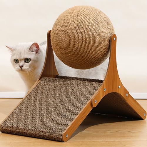 Katze Wand Kratzer, Katze Kratzer Ball große Sisal Katze Kratzer Ball Spinning solide hölzerne Katze Kratzer Spielzeug Haustier interaktives Spielzeug schützen Sie Ihre Möbel vor Kratzer von Banziaju