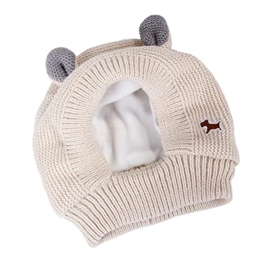 Kragenwinter Haustier Strickhut niedliche warme Hundeluppe Ruhige Ohren Muffs Lärmschutz Hut Beige von Banziaju