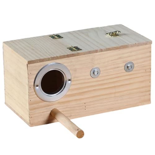 Shotet -Nistkiste 8x5x5 Holzkonflikthaus mit Rundtür, Barsch und offenbarem Deckel (Käfighalterung) von Banziaju