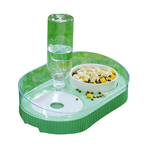 BaoFufc Erhöhter Futternapf für Katzen, erhöhter Futternapf, Geschirr-Set mit auslaufsicherem Keramik-Wasserspender, Anti-Split, grün/weiß, Katzenfutter-Wasserspender von BaoFufc