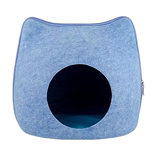 BaoFufc Katzenhöhle, Bettzelt für kleine bis große Katzen, maschinenwaschbar, abnehmbarer Reißverschluss, Design mit Kissen, kratzfest, Katzenhöhlenbetten für Innenkatzen, groß, waschbar, Blau BaoFufc Katzenhöhle, Bettzelt für kleine bis große Katzen, maschinenwaschbar, abnehmbarer Reißverschluss, Design mit Kissen, kratzfest, Katzenhöhlenbetten für Innenkatzen, groß, waschbar, Blau von BaoFufc