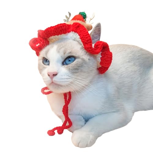 BaoFufc Strickmütze für Haustiere, Weihnachtsmannmütze, Katze, Weihnachten, Kostüm, Kopfbedeckung für Katze, Hund, Festival, Party, Requisiten, Hund, Weihnachtsmannmütze, Haustier-Cosplay-Zubehör, von BaoFufc