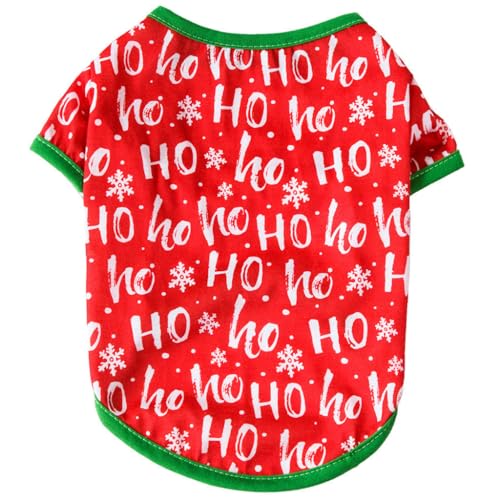 BaoFufc Urlaubs-Haustier-Weste, Hemd, Weihnachtsmann, Schneemann, Elch, Muster, Haustiergeschenk, atmungsaktiv, für Welpen, bequeme Haustierkleidung von BaoFufc