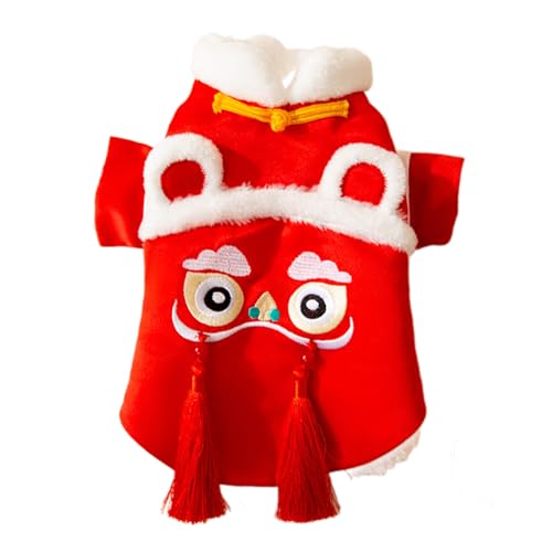 BaoFufc Warmes Outfit für Hunde, Welpen, Kätzchen, Tang-Anzug, pelziges Futter, Neujahrswelpe, Qipao, Tang-Kostüm, Welpenkleidung für kleine Hunde von BaoFufc