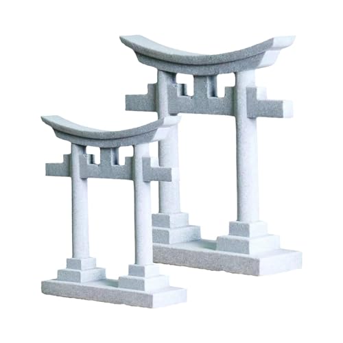 Baoblaze 2 Stück Imitation Stein Torii Tor Aquarium Dekor Japanisches PVC Aquarium Torii Tor Miniatur mit exquisiten Details von Baoblaze