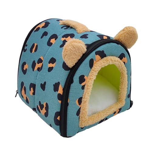 Baoblaze 2-in-1 faltbares Haustierhaus, warmes Katzenbett für kleine Hundewelpen mit tragbarem Griff, Reißverschlussdesign und abnehmbarem, waschbarem Kissen, blau 26x26x26cm von Baoblaze