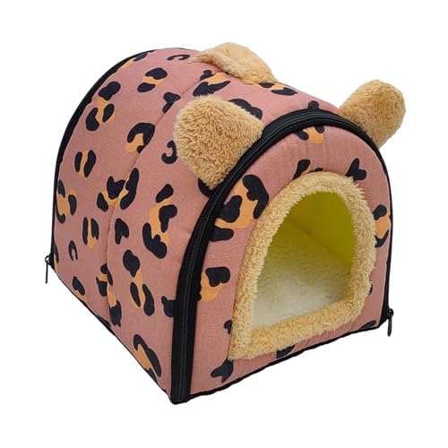Baoblaze 2-in-1 faltbares Haustierhaus, warmes Katzenbett für kleine Hundewelpen mit tragbarem Griff, Reißverschlussdesign und abnehmbarem, waschbarem Kissen, rot 26x26x26cm von Baoblaze