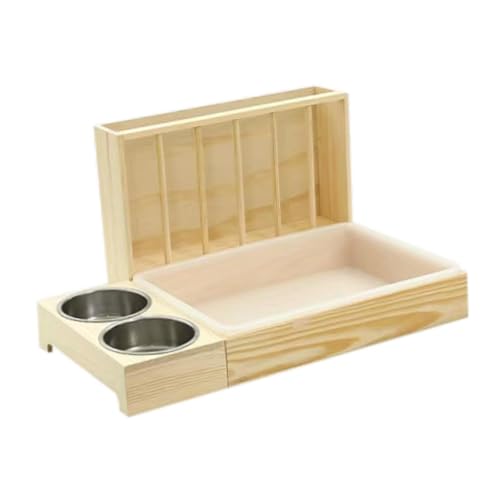 Baoblaze 3 in 1 Kaninchen -Heu -Feeder mit Katzentoilette, Futter, Lebensmittelfutter, Heuscheibenholzhalter für Hamster kleines Haustier von Baoblaze