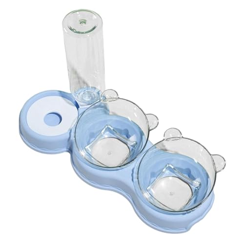 Baoblaze 3-in-1-Katzen-Set, erhöhte Futternäpfe mit 500-ml-Wasserflasche, für Nass- und Trockenfutter, für Kätzchen, Welpen, Blau von Baoblaze