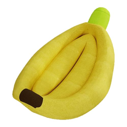Baoblaze Bananen-Katzenbett, Haustierbett, Nest, multifunktional, für kleine Hunde, tragbar, für den Winter, maschinenwaschbar, für Kätzchen, süß, weich, für, L von Baoblaze