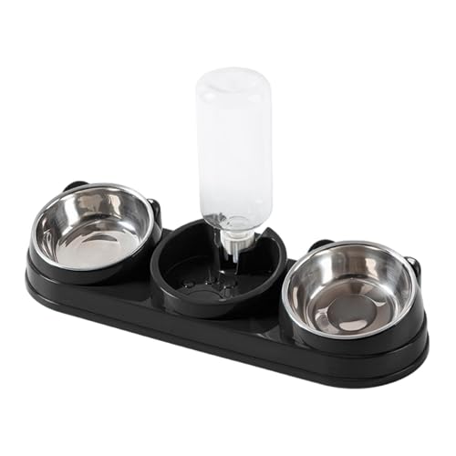 Baoblaze Dreifacher Katzennapf, Futterspender mit Wasserspender, 15° geneigt, erhöhter Katzennapf, Futter- und Wassernapf-Set für kleine Hunde und Kaninchen, Schwarz Baoblaze Dreifacher Katzennapf, Futterspender mit Wasserspender, 15° geneigt, erhöhter Katzennapf, Futter- und Wassernapf-Set für kleine Hunde und Kaninchen, Schwarz von Baoblaze