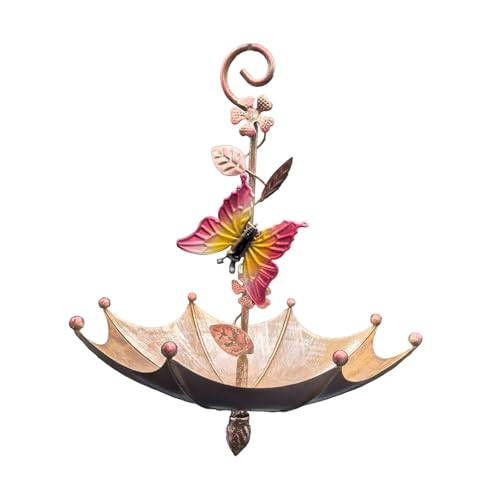 Baoblaze Hängende Vogelfutterläder Schirme Station Station Gardentrakting Vögel Eisensamenfänger Tablett Plattform Feeder für Outdoor Decor, Schmetterlingsmuster von Baoblaze