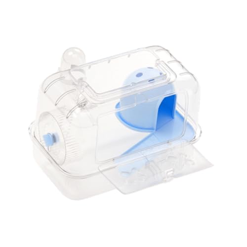 Baoblaze Hamster -Käfig -Übungen Spielen tragbare Belüftung atmungsaktiven kleinen Tierkäfigs mit dem Tragegriff für Ratten Rennstils, Transparent Blau von Baoblaze