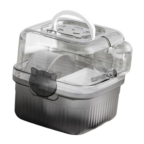 Baoblaze Hamster Käfiggehäuse Tragkiste mit Griff tragbar mit Wasserflasche und Trainingsradlebensraum für Frettchen Eichhörnchen Ratte, Weiß von Baoblaze